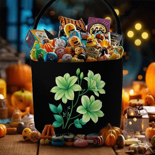 Green Lilies Floral Design Fabric Baskets