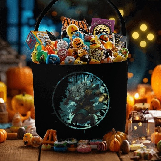 Mystical Werewolf With Magic In The Dark Forest Fabric Baskets