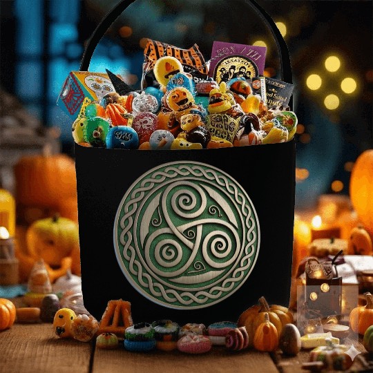 Green Festival Logo Representing Irish Fabric Baskets