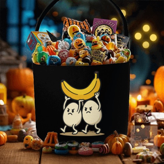 Angry Eggs Carrying Banana – Cartoon Fun Fabric Baskets