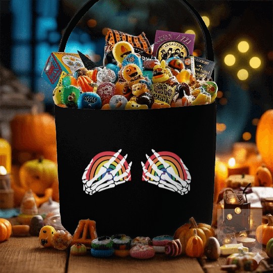 LGBTQ Skeleton Hand Rainbow Fabric Baskets