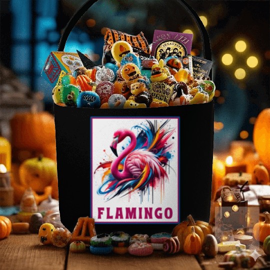 Graffiti Flamingo Explosion Fabric Baskets