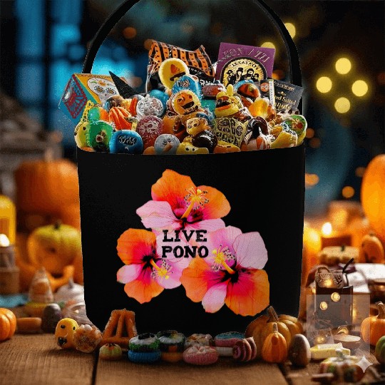 Live pono pink orange hibiscus flowers oahu maui Fabric Baskets