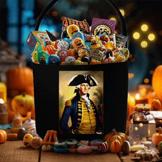 George Washington in revolutionary bttlefield a Fabric Baskets