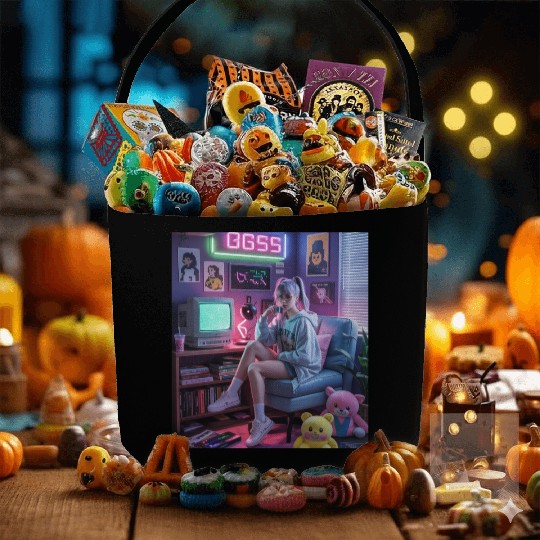 Y2K Gamer Girl Vibes – Retro Tech & Neon Room Aest Fabric Baskets