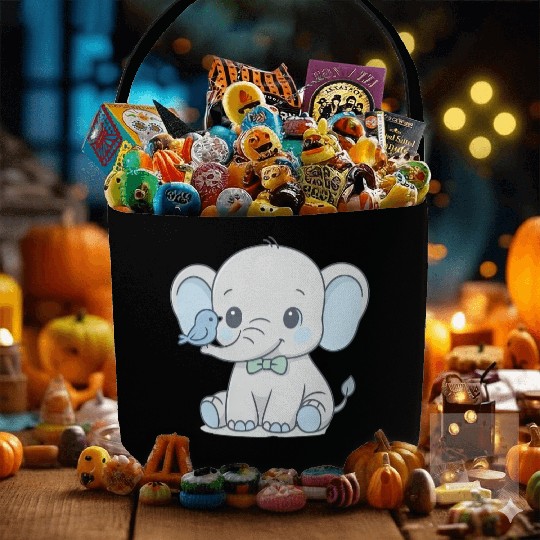 Baby Elephant Bowtie Cartoon Animal Cute Boy Fabric Baskets