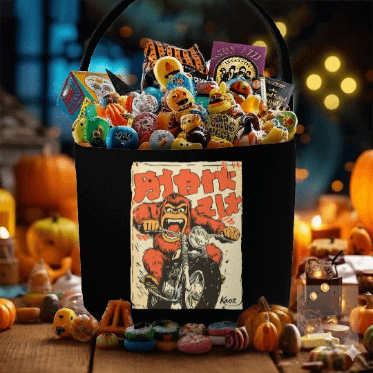 Monkey Mayhem – Vintage Ape on a Motorcycle Fabric Baskets