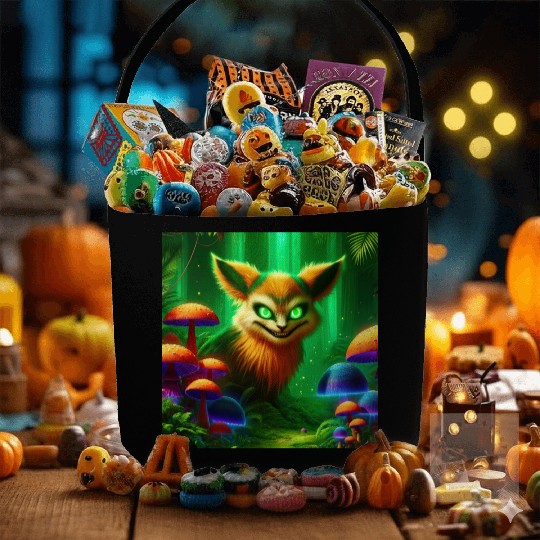 Demon Fox in Enchanted Forest – Fantasy Creature Fabric Baskets