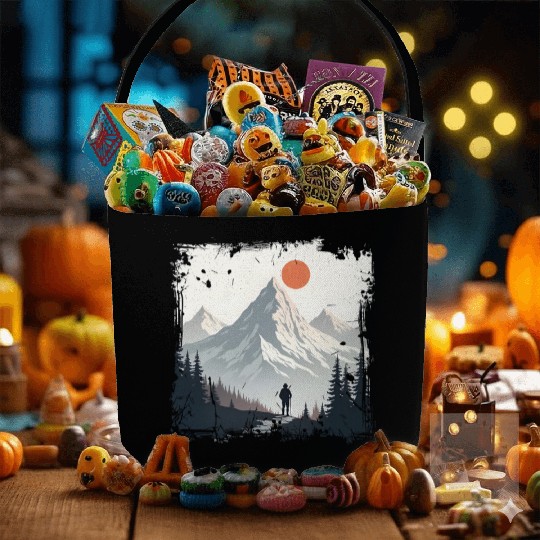 Serene Mountain Wilderness Scene Fabric Baskets