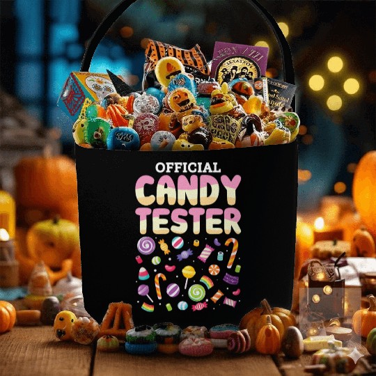Official Candy Tester Lollipop Sweets Halloween Fabric Baskets