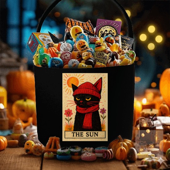 Grumpy Cat Tarot Card The Sun Fabric Baskets