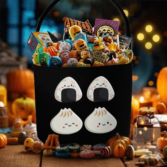 Onigiri and dumpling face character Fabric Baskets