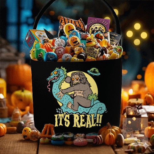 Bigfoot Rides Nessie UFO Cryptid Monster Mayhem Fabric Baskets