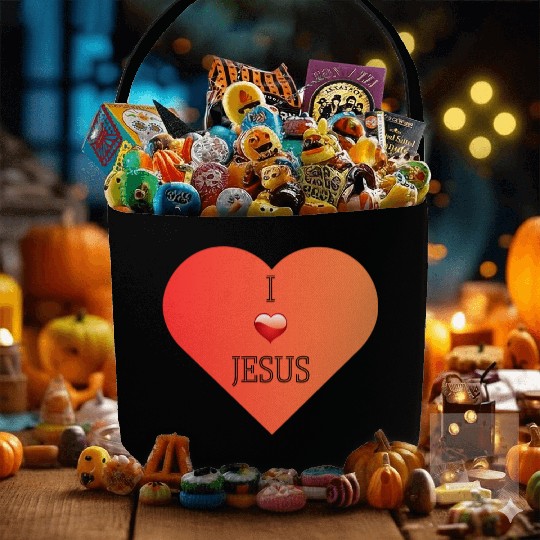 I Love Jesus Heart Design Fabric Baskets