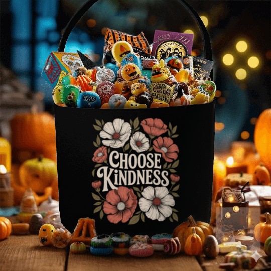 Choose Kindness Boho Flower Vintage Positivity Fabric Baskets