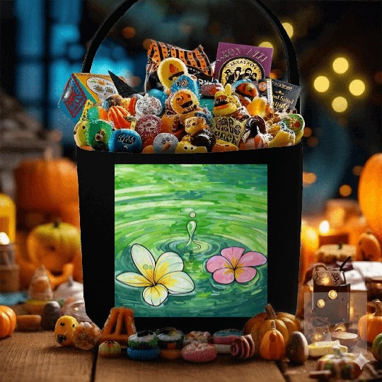 Serene Water Lilies Watercolor Design Fabric Baskets