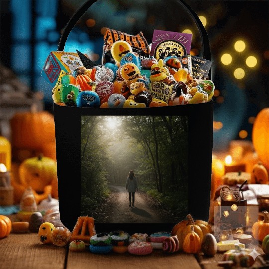 Enchanted Forest Path Illustration Fabric Baskets