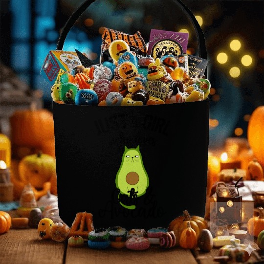 Avocado Cat with Attitude Fabric Baskets