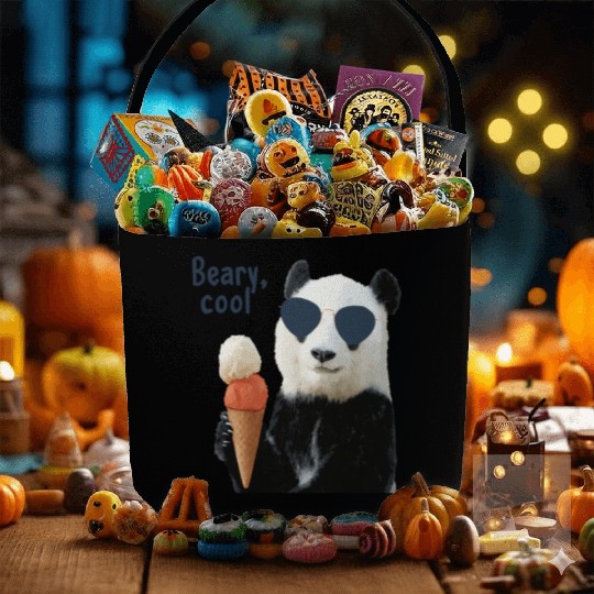 Cool Panda with Sunglasses and Ice Cream Fabric Baskets
