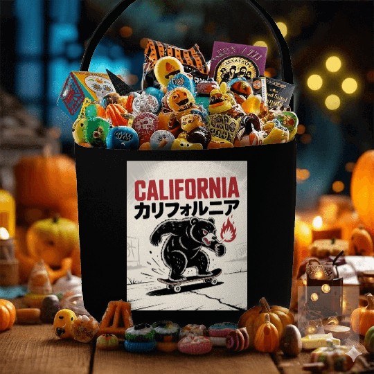 California Skate Bear – Streetwear Rebel Style Fabric Baskets