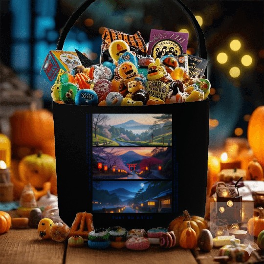 003 - Serene Mount Fuji Nightscapes Fabric Baskets