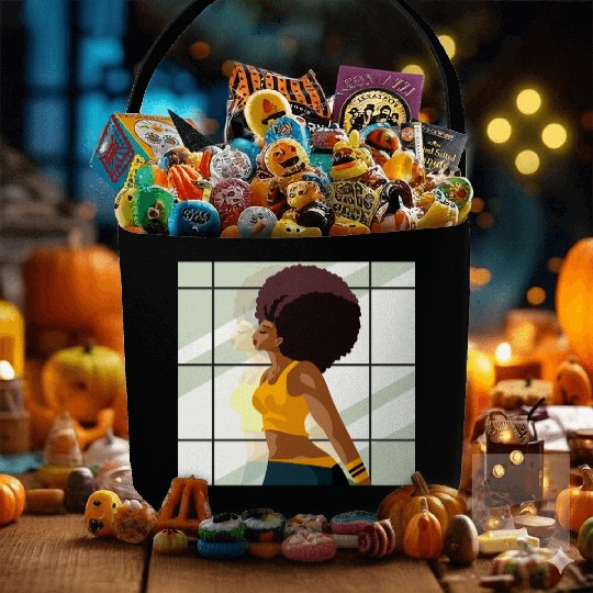 afro fitness girl in gym Fabric Baskets