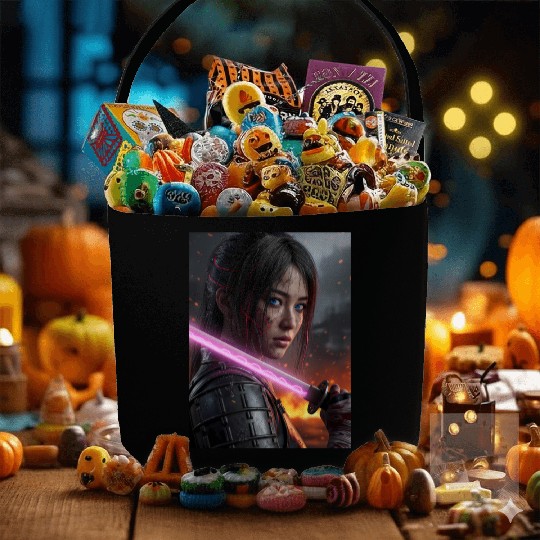 Cyberpunk Samurai Girl Fabric Baskets