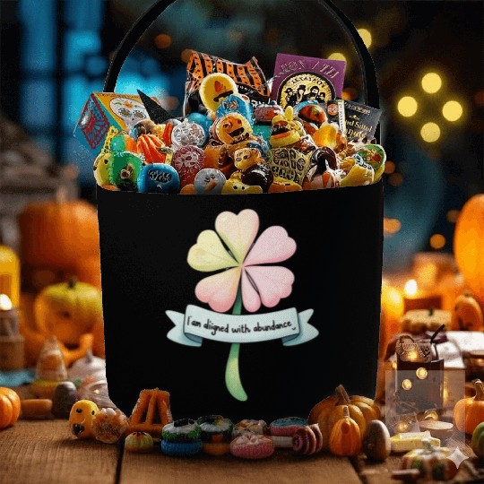 Four-Leaf Clover with Affirmation Banner Fabric Baskets