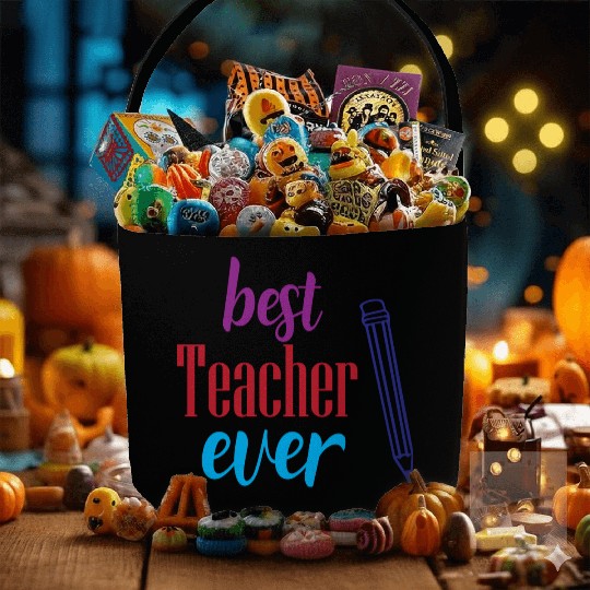 Best Teacher Ever Pencil Gift Fabric Baskets