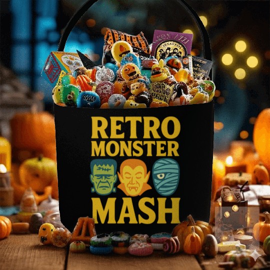 Retro Monster Mash Fabric Baskets Design