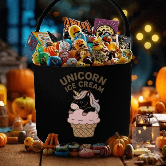 Unicorn Ice Cream Illustration Fabric Baskets