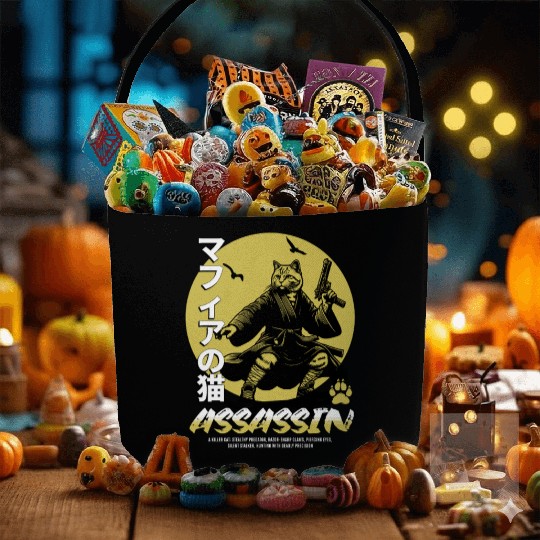 Samurai Cat Martial Arts Illustration Fabric Baskets