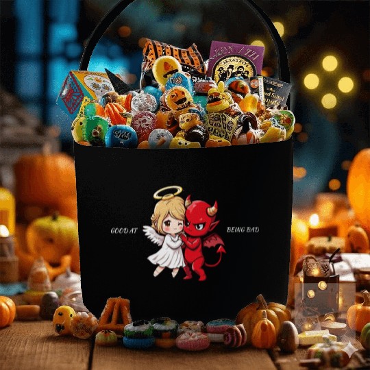 Heavenly Angel vs Devil Cartoon Design Fabric Baskets