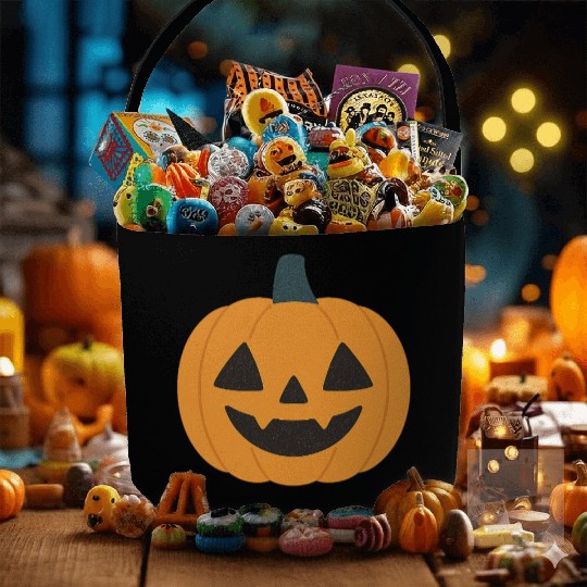 Festive Pumpkin Jack-o'-Lantern Design Fabric Baskets