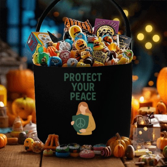 Peaceful Defender Shield Illustration Fabric Baskets