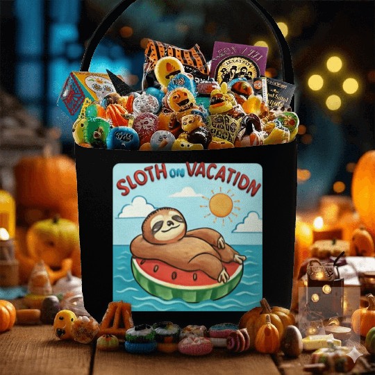 Sloth on Vacation – Watermelon Pool Float Fabric Baskets