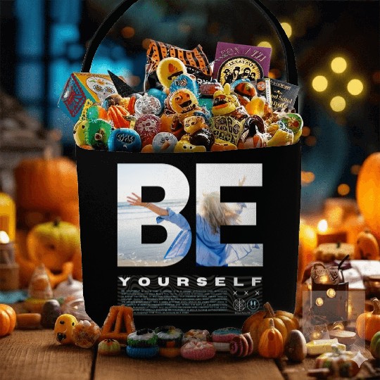 Be Yourself Inspirational Beach Scene Design Fabric Baskets