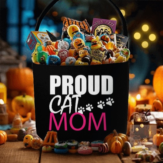 PROUD_CAT_MOM_-_PINK - FUNNY & CUTE CAT LOVER GIFT Fabric Baskets