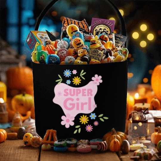 Super Girl Floral Badge Design Fabric Baskets