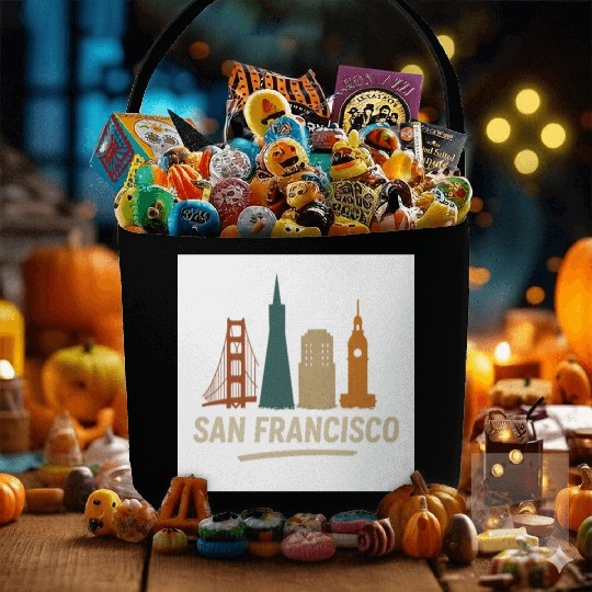 San Francisco Skyline Street Glow Fabric Baskets