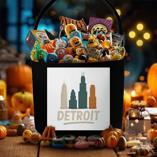 Detroit Skyline Street Vibes Fabric Baskets