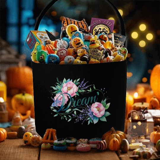 Elegant Floral 'Dream' Typography Design Fabric Baskets