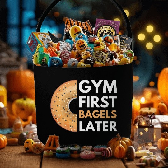 Gym First Bagels Later Funny Fitness Gym Fabric Baskets