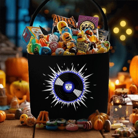 Vinyl Record Starburst Design Fabric Baskets