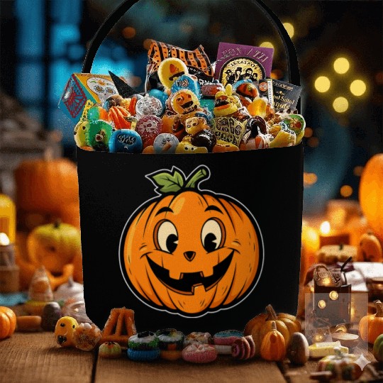 Playful Jack-o'-Lantern Cartoon Design Fabric Baskets