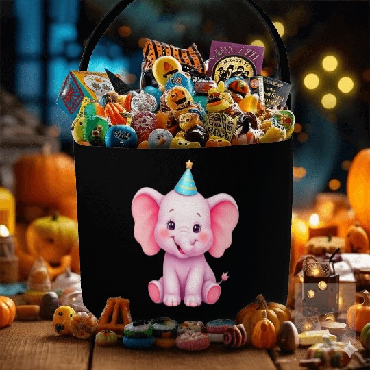 Cartoon Artwork of an elephant meme Fabric Baskets