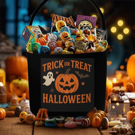 Halloween Trick or Treat Pumpkin Design Fabric Baskets