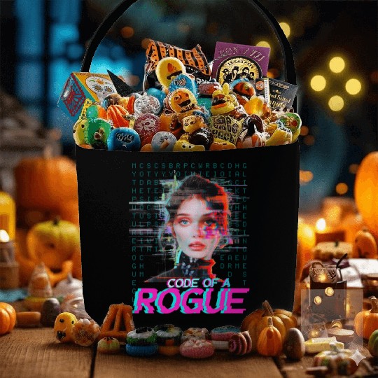 Futuristic Digital Rogue Illustration Fabric Baskets