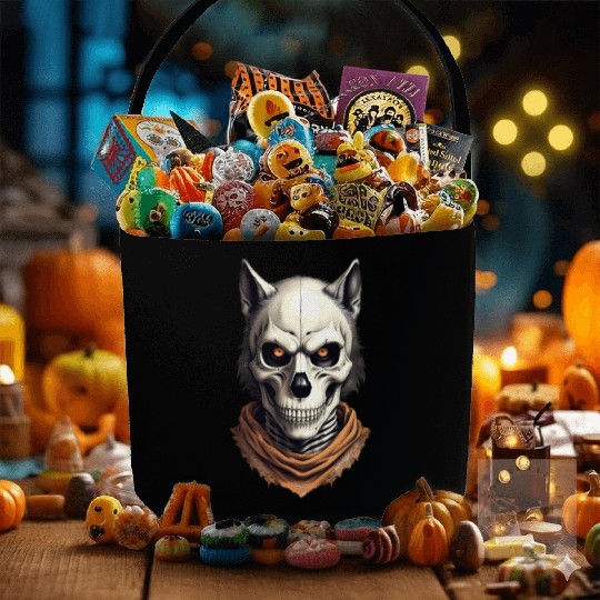 Mystic Werewolf Skull Illustration Fabric Baskets