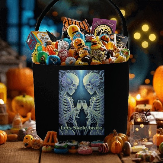 Celestial Skeleton Toasting Champagne Fabric Baskets